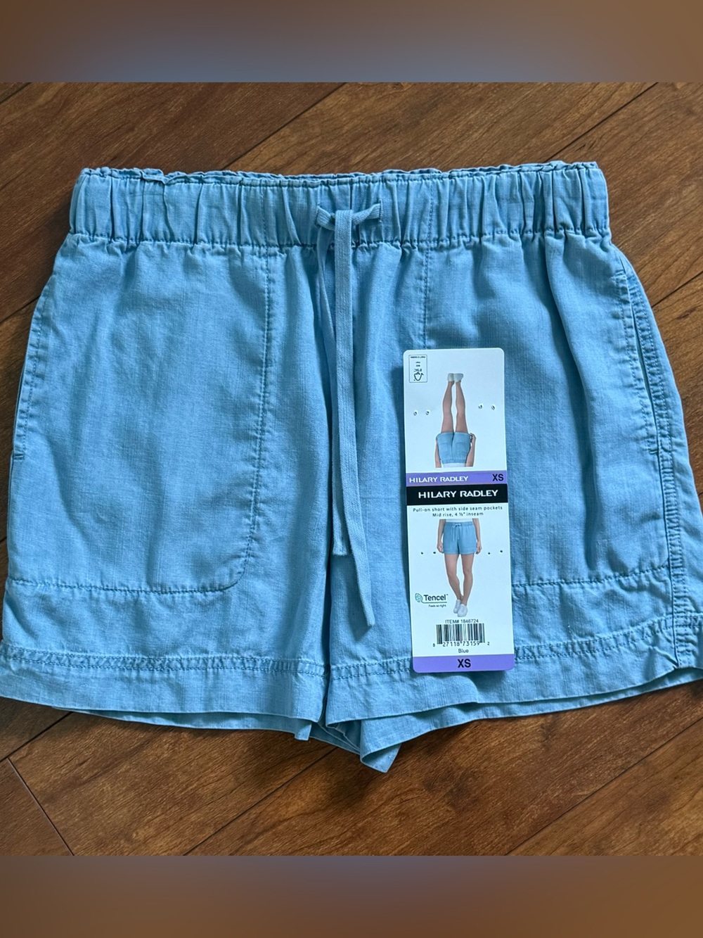 NWT Hilary Radley Pull-On Blue Denim-Look Tencil Shorts-Size XS
